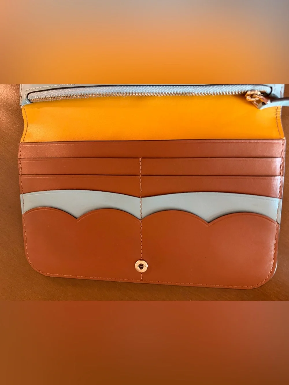 kate spade Nadine Colorblock Leather & Suede Clutch - Light Blue, Mustard, Brown